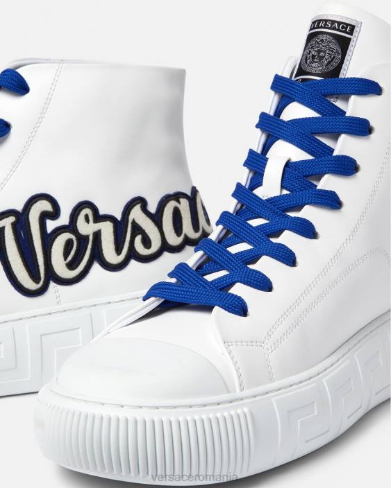 albastru alb varsity greca high-top trainers Versace bărbați pantof 40L61556
