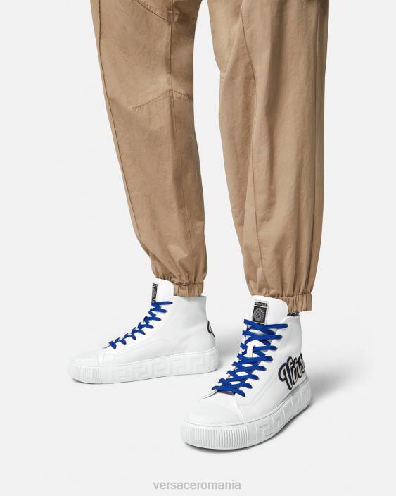 albastru alb varsity greca high-top trainers Versace bărbați pantof 40L61556