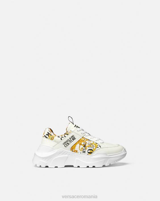 auriu și alb pantofi sport cu logo couture speedtrack Versace bărbați pantof 40L62459