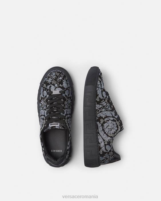 negru dresuri împânzite greca Versace bărbați pantof 40L61555
