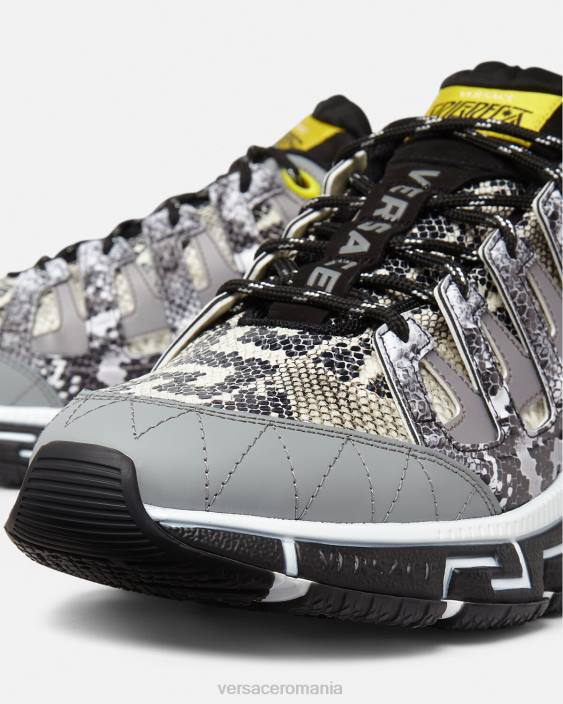 negru și imprimat adidasi trigreca cu imprimeu piton Versace bărbați pantof 40L61543