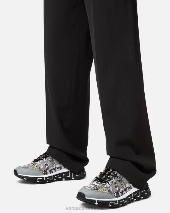 negru și imprimat adidasi trigreca cu imprimeu piton Versace bărbați pantof 40L61543