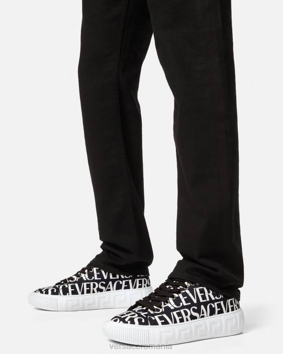 negru și imprimat antrenori allover greca Versace bărbați pantof 40L61550