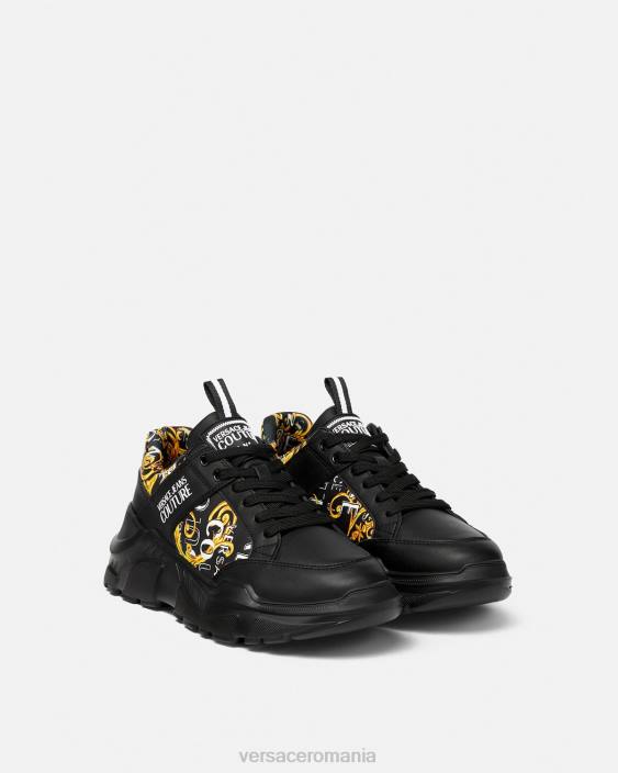 negru si auriu pantofi sport cu logo couture speedtrack Versace bărbați pantof 40L62460