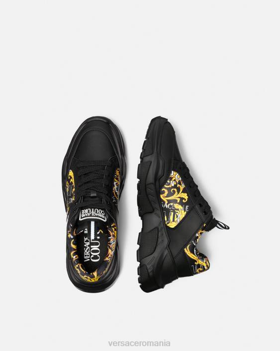 negru si auriu pantofi sport cu logo couture speedtrack Versace bărbați pantof 40L62460