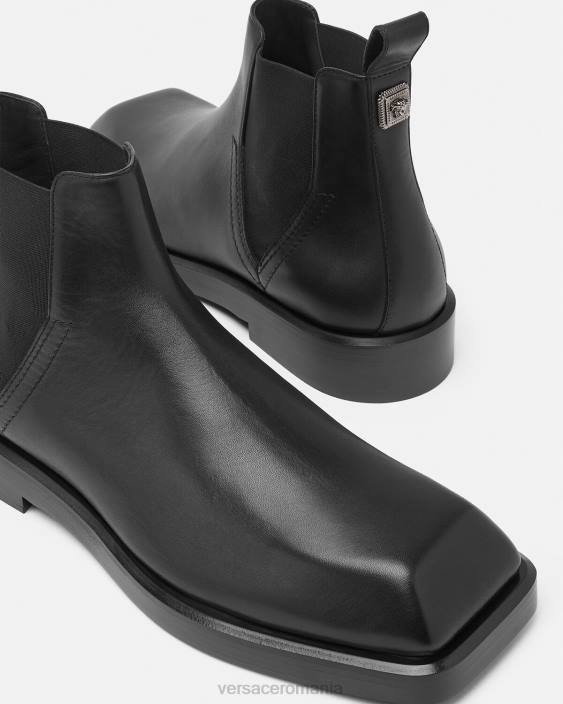 negru cizme chelsea pătrate Versace bărbați pantof 40L61580