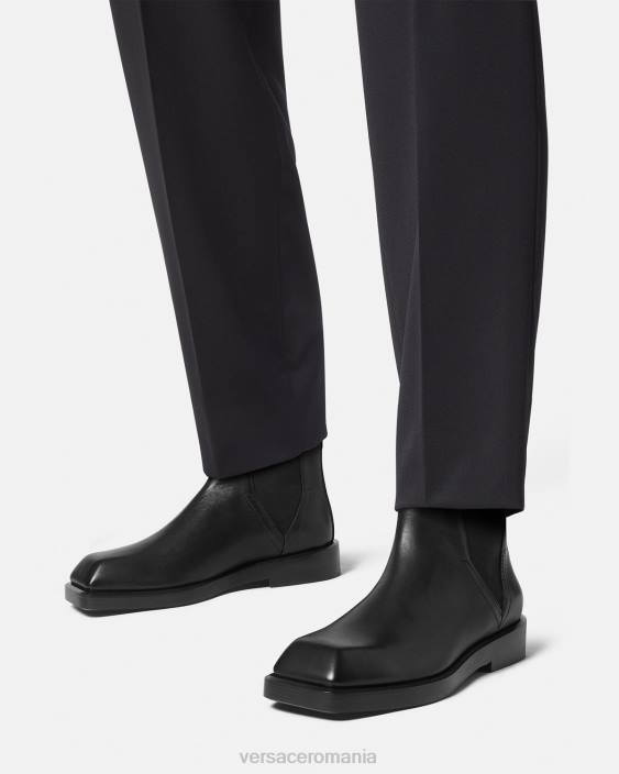 negru cizme chelsea pătrate Versace bărbați pantof 40L61580