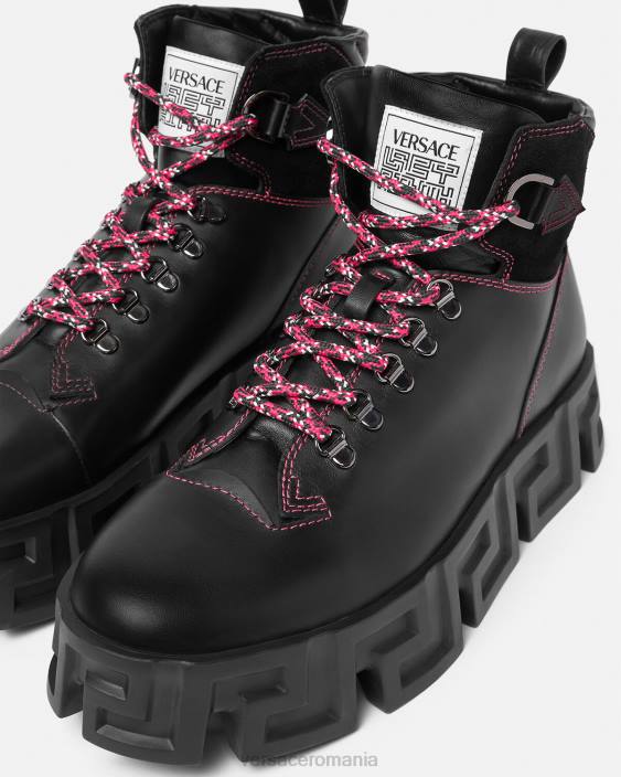 negru cizme de drumetie labirint greca Versace bărbați pantof 40L61581