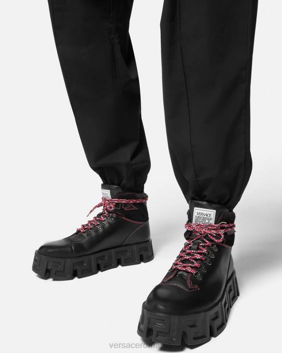 negru cizme de drumetie labirint greca Versace bărbați pantof 40L61581