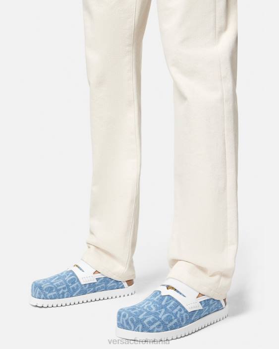 albastru deschis catâri medusa din denim peste tot Versace bărbați pantof 40L61562