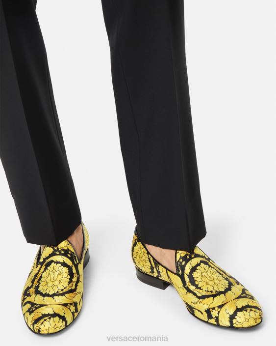 imprimare papuci din satin barocco Versace bărbați pantof 40L61566