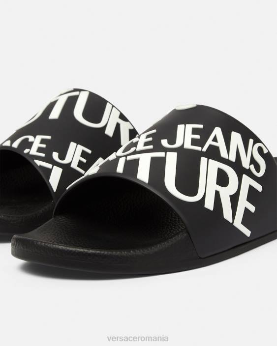 negru diapozitive cu logo Versace bărbați pantof 40L62448