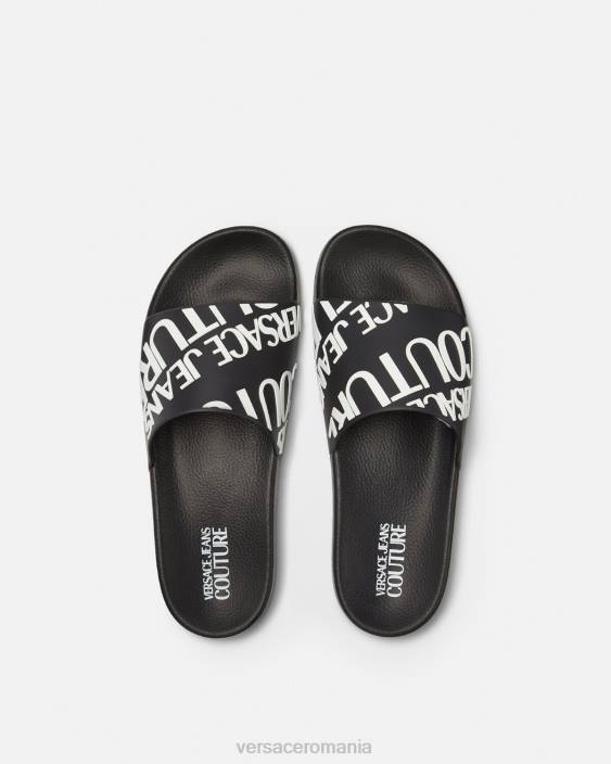 negru diapozitive cu logo Versace bărbați pantof 40L62448