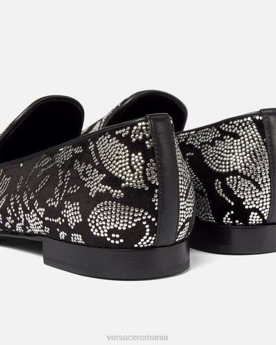 negru papuci cu siluetă barocco cu împânzire Versace bărbați pantof 40L61571