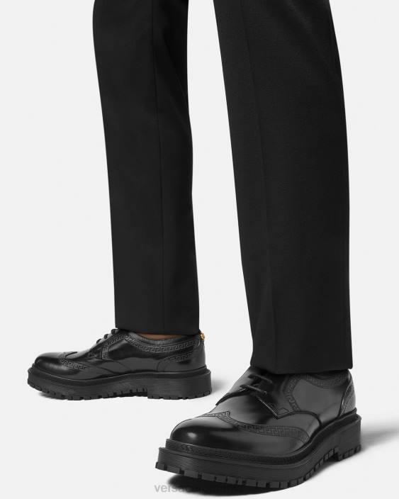 negru pantofi derby greca Versace bărbați pantof 40L61559