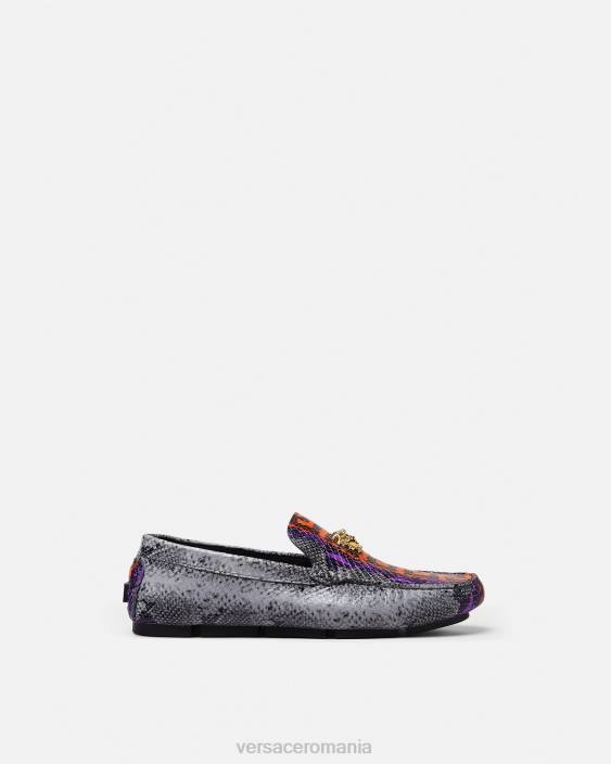 multicolor python greca print la medusa loafers Versace bărbați pantof 40L61574
