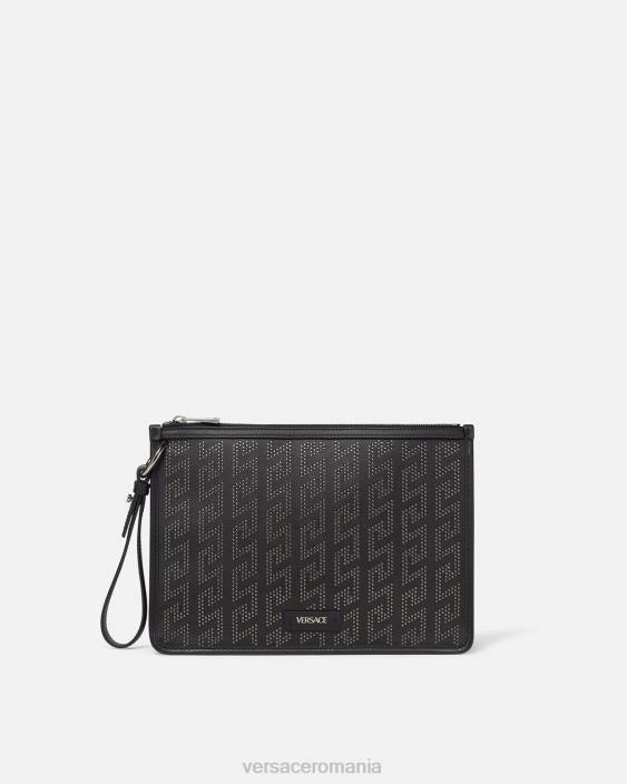 negru geantă crossbody cu împânzire greca Versace bărbați saci 40L61475