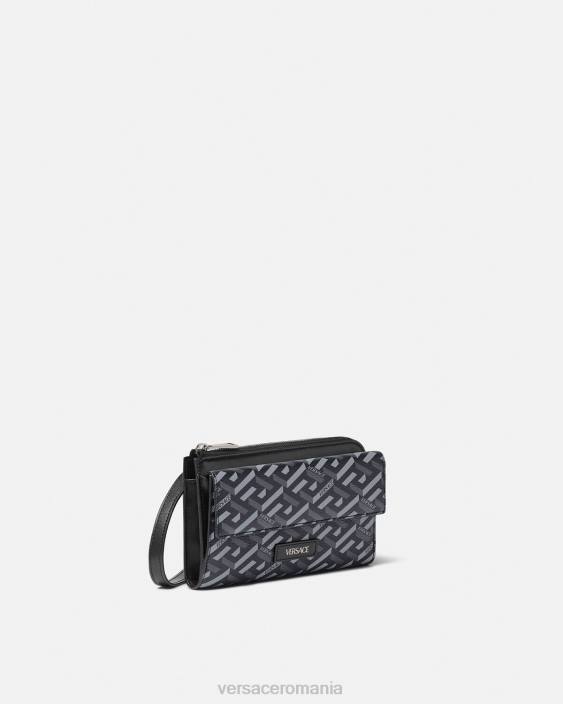 negru si gri geantă crossbody cu semnătură la greca Versace bărbați saci 40L61484