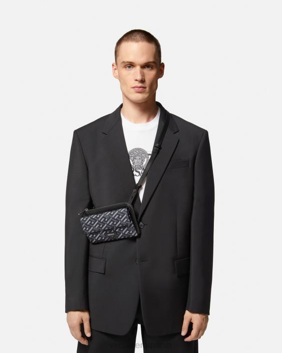 negru si gri geantă crossbody cu semnătură la greca Versace bărbați saci 40L61484