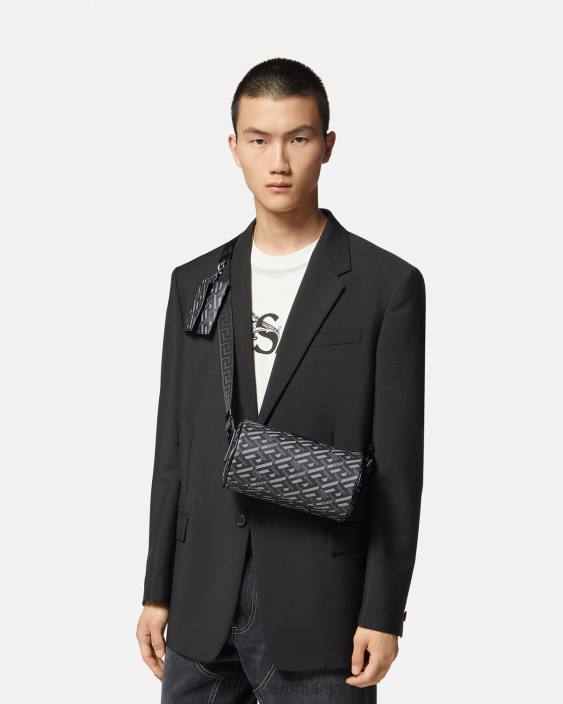 negru si gri geantă crossbody cu semnătură la greca Versace bărbați saci 40L61485
