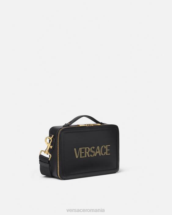negru geantă messenger cu logo cu împânzire Versace bărbați saci 40L61502