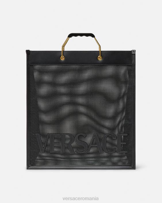 negru geantă tote shopper Versace bărbați saci 40L61507