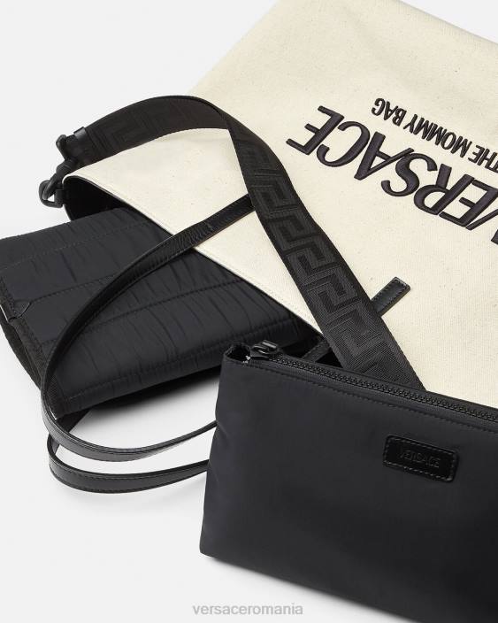 alb negru geanta saltea de infasat cu logo pentru bebelusi Versace copii saci 40L61850