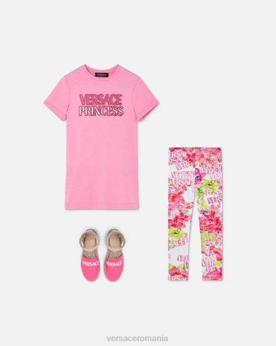 alb și imprimat jambiere cu logo orhidee Versace copii îmbrăcăminte 40L61974