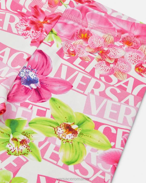 alb și imprimat jambiere cu logo orhidee Versace copii îmbrăcăminte 40L61974