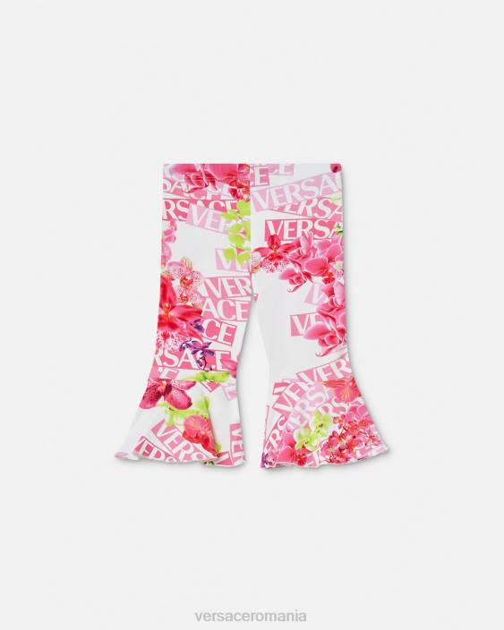 alb și imprimat jambiere pentru bebeluși cu logo orhidee Versace copii îmbrăcăminte 40L61869