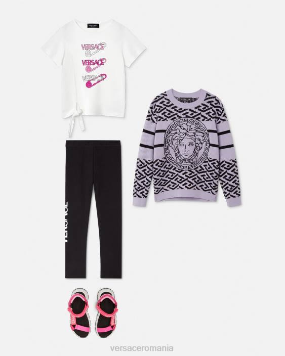 negru jambiere cu logo Versace copii îmbrăcăminte 40L62015