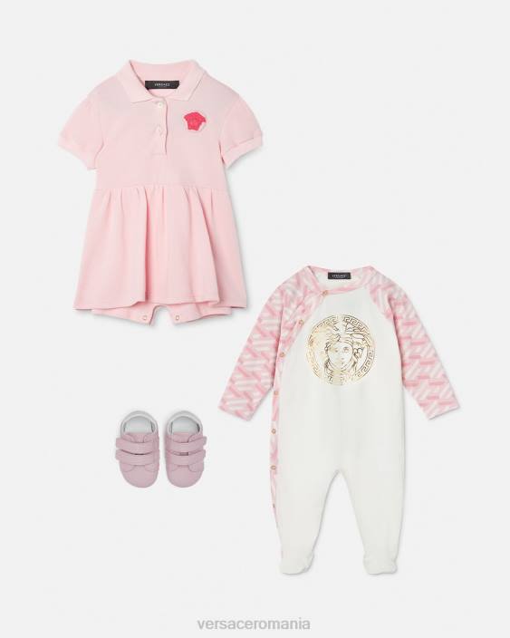 roz & alb costum de dormit bebe medusa la greca Versace copii îmbrăcăminte 40L61831