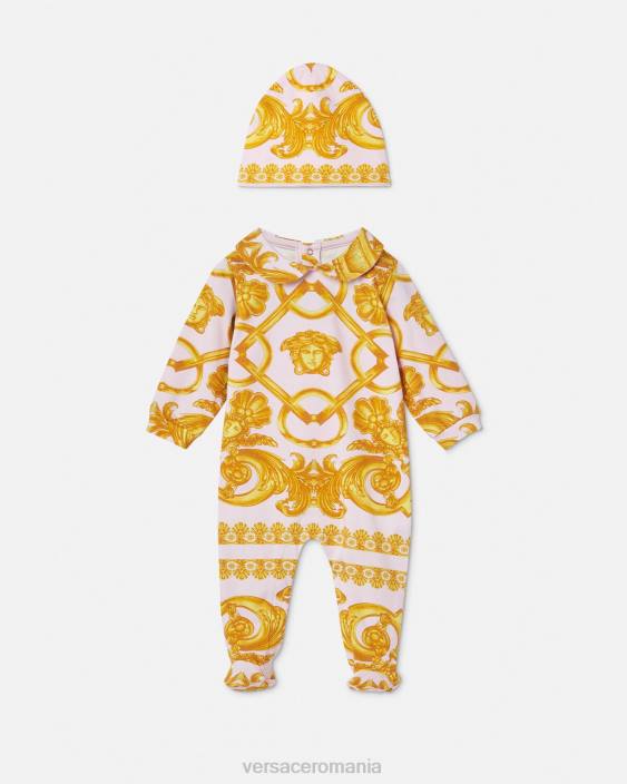 roz deschis și auriu Set costum de dormit pentru bebelusi barocco 660 Versace copii îmbrăcăminte 40L61826