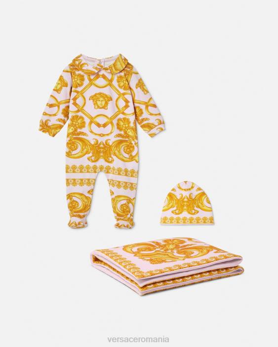 roz deschis și auriu Set costum de dormit pentru bebelusi barocco 660 Versace copii îmbrăcăminte 40L61826