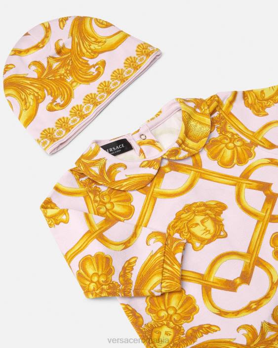 roz deschis și auriu Set costum de dormit pentru bebelusi barocco 660 Versace copii îmbrăcăminte 40L61826