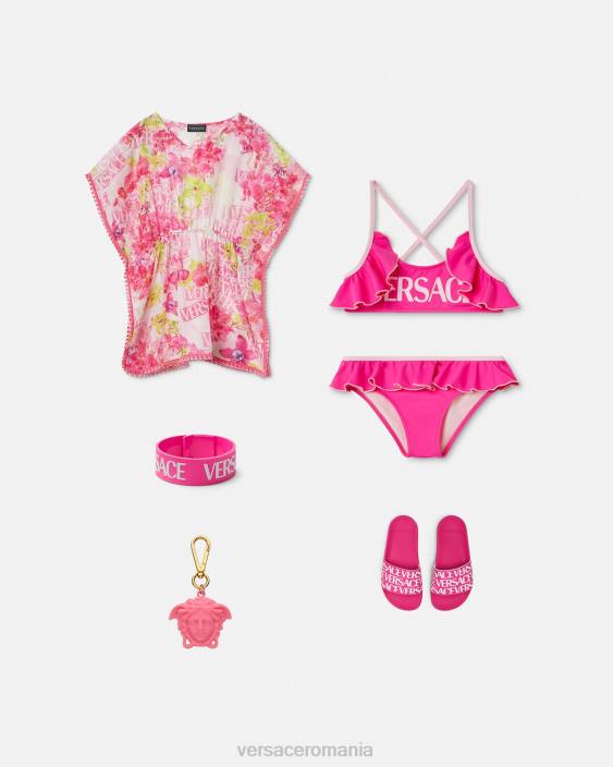 fucsie set bikini cu logo Versace copii îmbrăcăminte 40L62017