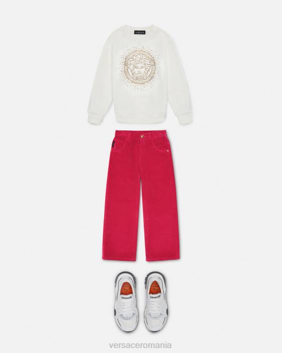 alb hanorac cu medusa de cristal Versace copii îmbrăcăminte 40L61963