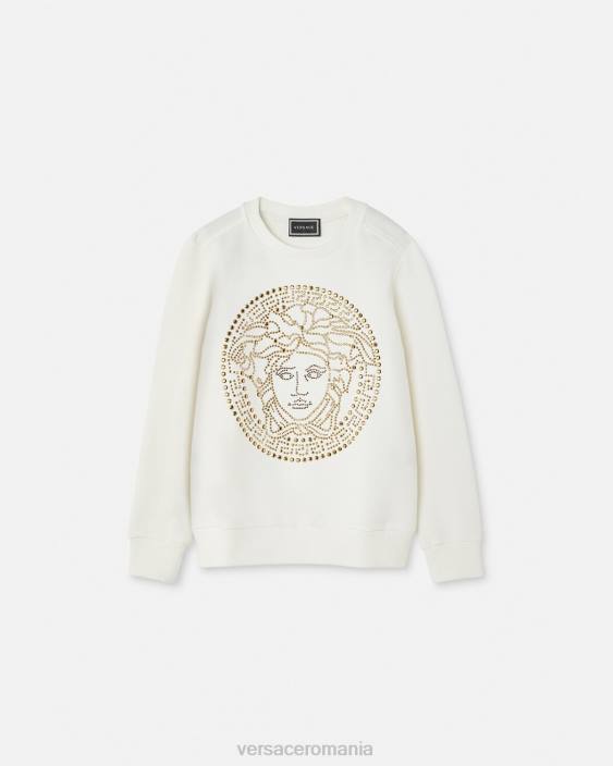 alb hanorac cu împânzire cu medusa Versace copii îmbrăcăminte 40L61962