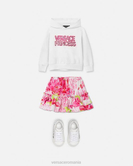 alb hanorac pentru bebeluși cu logo „prințesă”. Versace copii îmbrăcăminte 40L61868