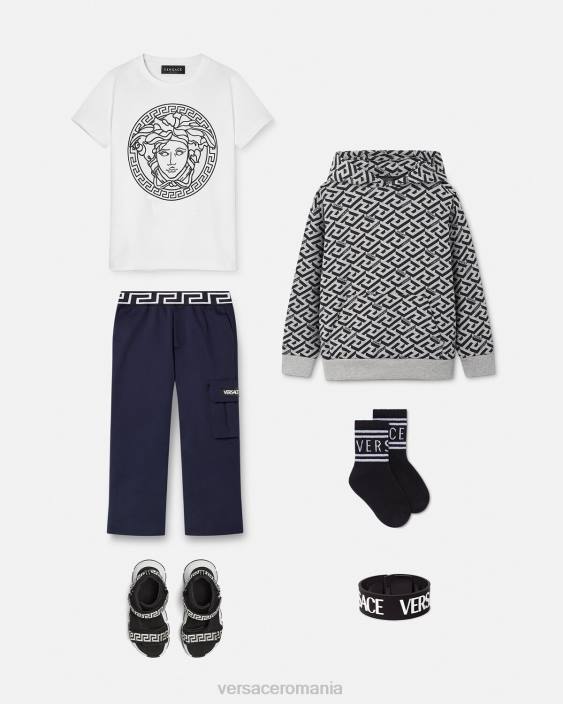 gri și imprimeu la greca hoodie Versace copii îmbrăcăminte 40L62118