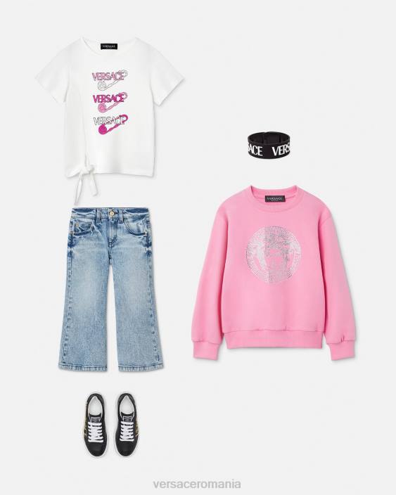 roz hanorac cu medusa de cristal Versace copii îmbrăcăminte 40L62001