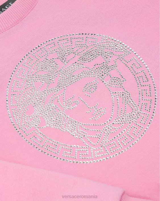 roz hanorac cu medusa de cristal Versace copii îmbrăcăminte 40L62001