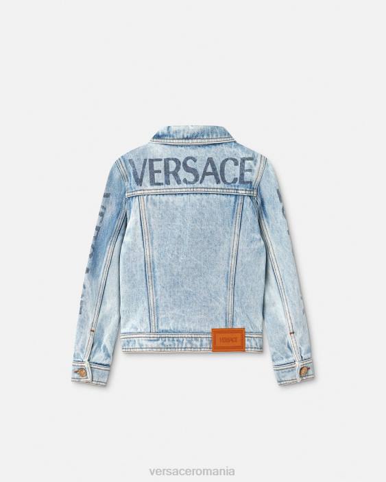 albastru geacă de denim cu logo Versace copii îmbrăcăminte 40L62131