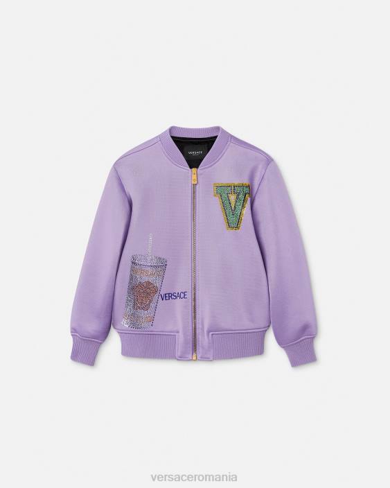 liliac jachetă bomber cu logo Versace copii îmbrăcăminte 40L62016