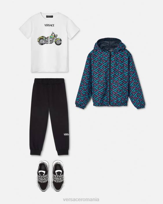 negru pantaloni de trening cu logo Versace copii îmbrăcăminte 40L62014