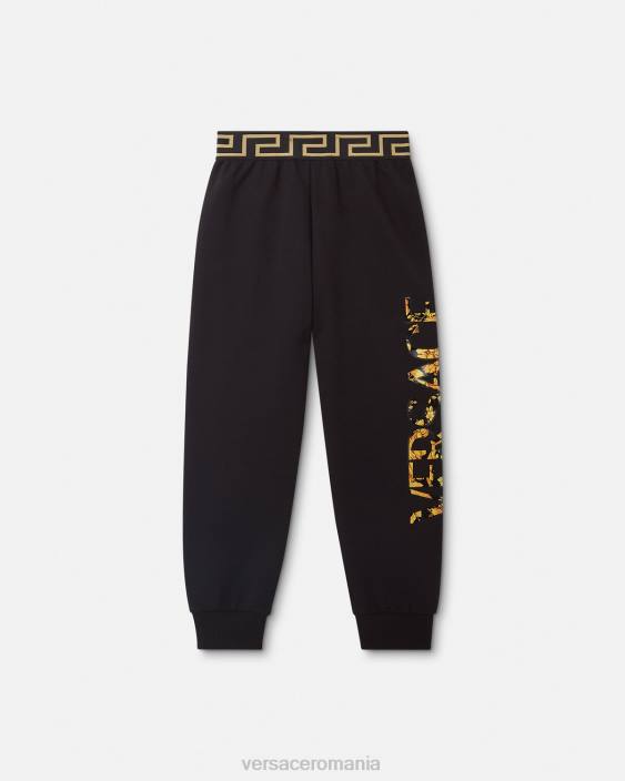 negru pantaloni de trening cu logo barocco Versace copii îmbrăcăminte 40L61993