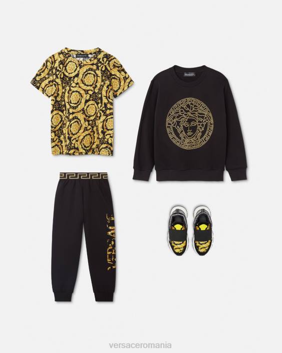 negru pantaloni de trening cu logo barocco Versace copii îmbrăcăminte 40L61993