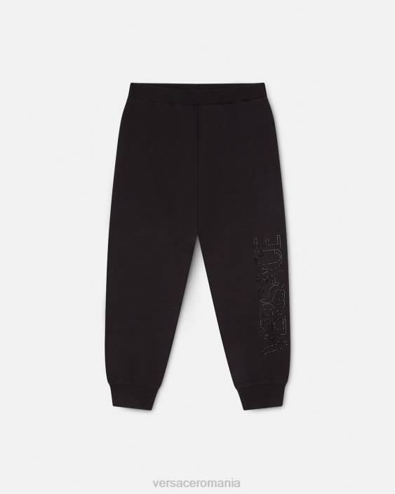 negru pantaloni de trening cu logo-ul cristalului Versace copii îmbrăcăminte 40L62010