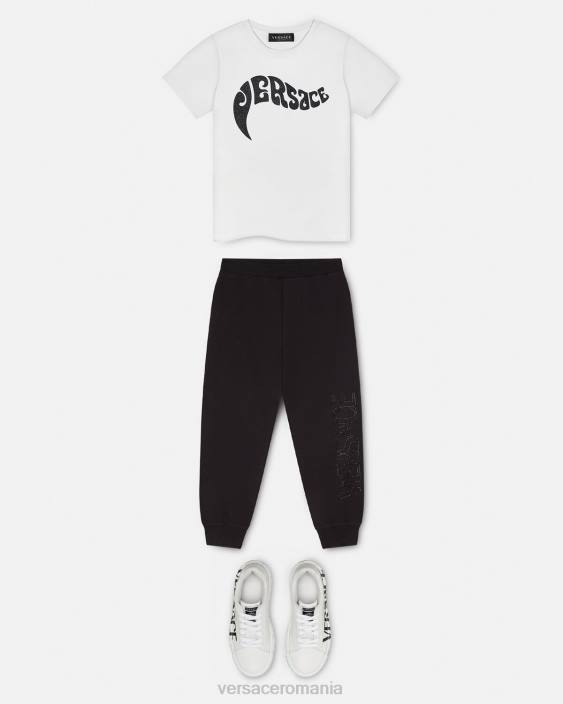 negru pantaloni de trening cu logo-ul cristalului Versace copii îmbrăcăminte 40L62010