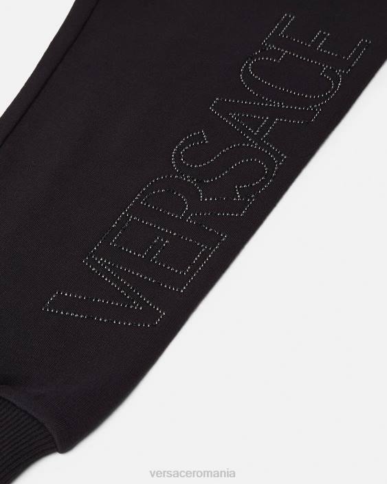 negru pantaloni de trening cu logo-ul cristalului Versace copii îmbrăcăminte 40L62010